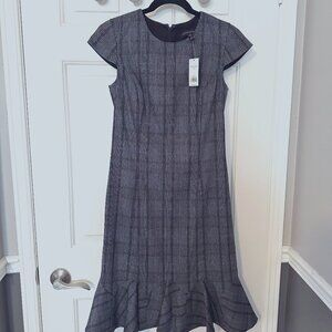 Banana Republic Plaid Flounce Sheath Dress Size 2